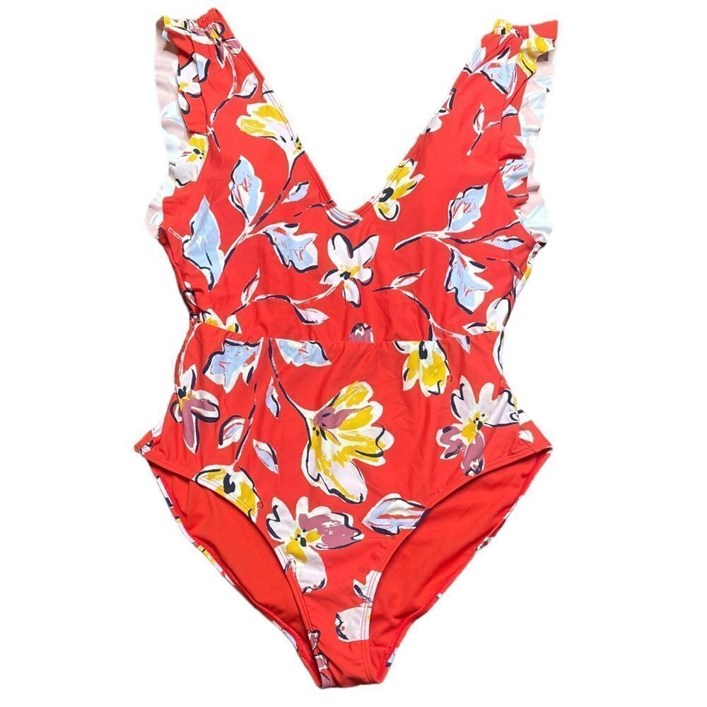 Catalina Orange Floral One-Piece Swimsuit size Large
